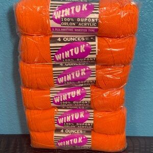 6 NWT ORIGINAL SEAL Wintuk Orange Acrylic Yarn 4oz each Color 133 Tile Lot P585